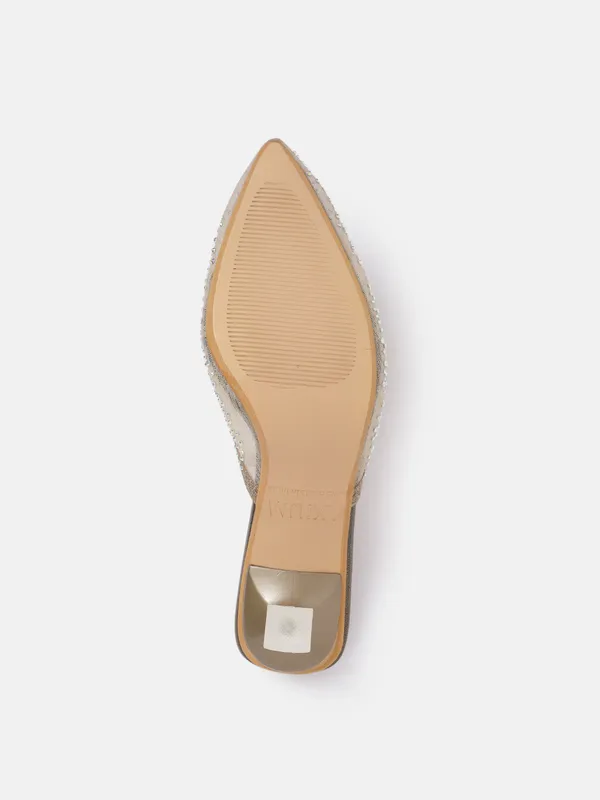 Antique_Gold_Synthetic_Mesh_Heeled_Mules_For_Women_(_2_Inch_)