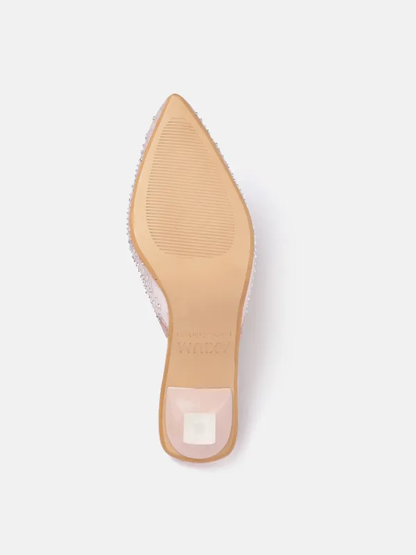 Rose_Gold_Synthetic_Mesh_Heeled_Mules_For_Women_(_2_Inch_)