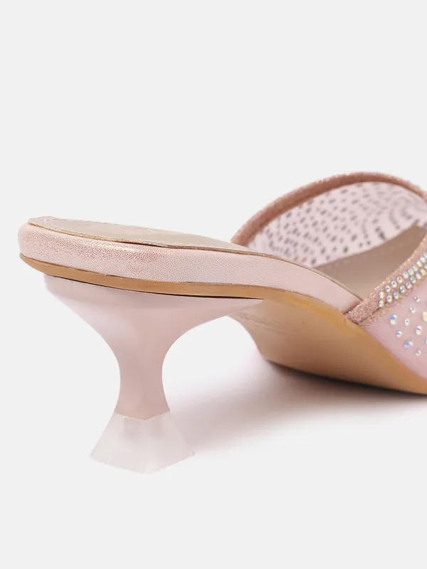 Rose_Gold_Synthetic_Mesh_Heeled_Mules_For_Women_(_2_Inch_)