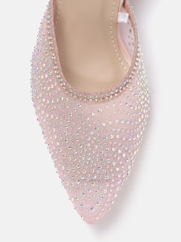 Rose_Gold_Synthetic_Mesh_Heeled_Mules_For_Women_(_2_Inch_)