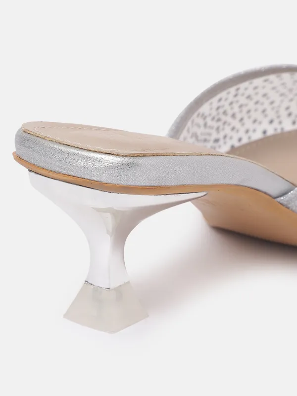 Silver_Synthetic_Mesh_Heeled_Mules_For_Women_(_2_Inch_)