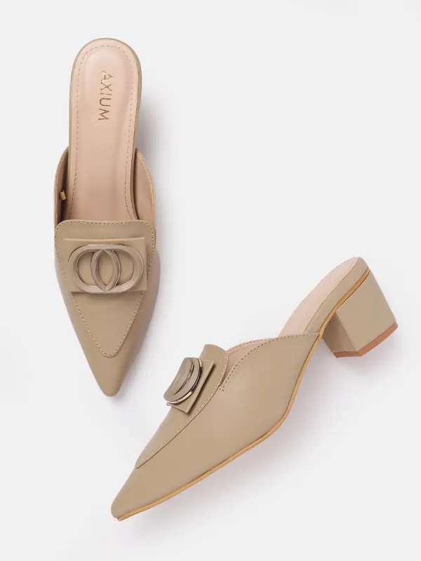 Beige_Synthetic_Buckle_Detail_Block_Heeled_Mules_For_Women_(_2_Inch_)
