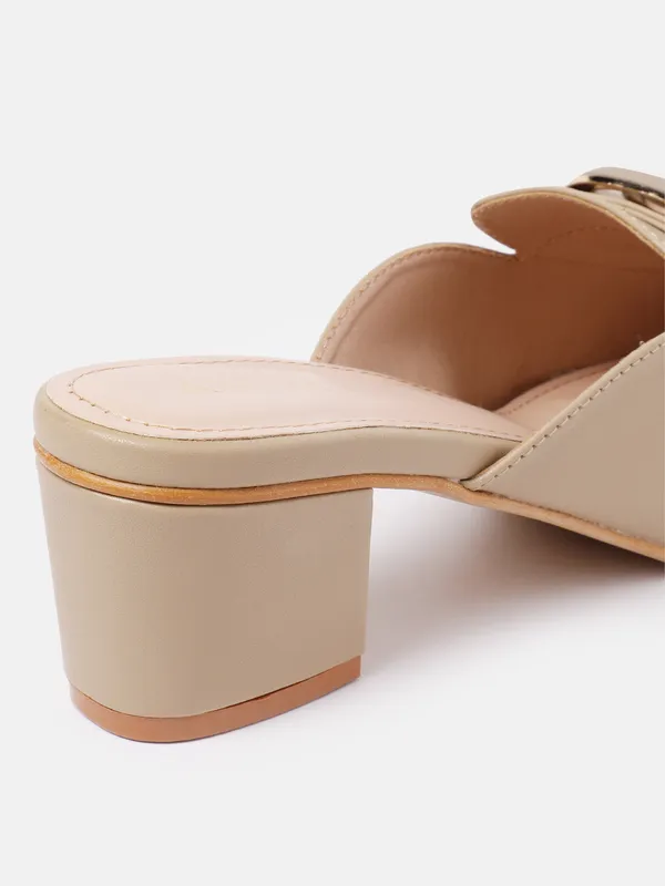 Beige_Synthetic_Buckle_Detail_Block_Heeled_Mules_For_Women_(_2_Inch_)