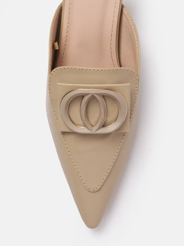 Beige_Synthetic_Buckle_Detail_Block_Heeled_Mules_For_Women_(_2_Inch_)