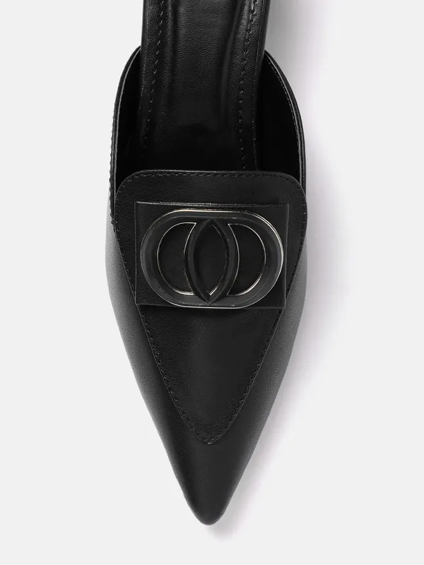 Black_Synthetic_Buckle_Detail_Block_Heeled_Mules_For_Women_(_2_Inch_)