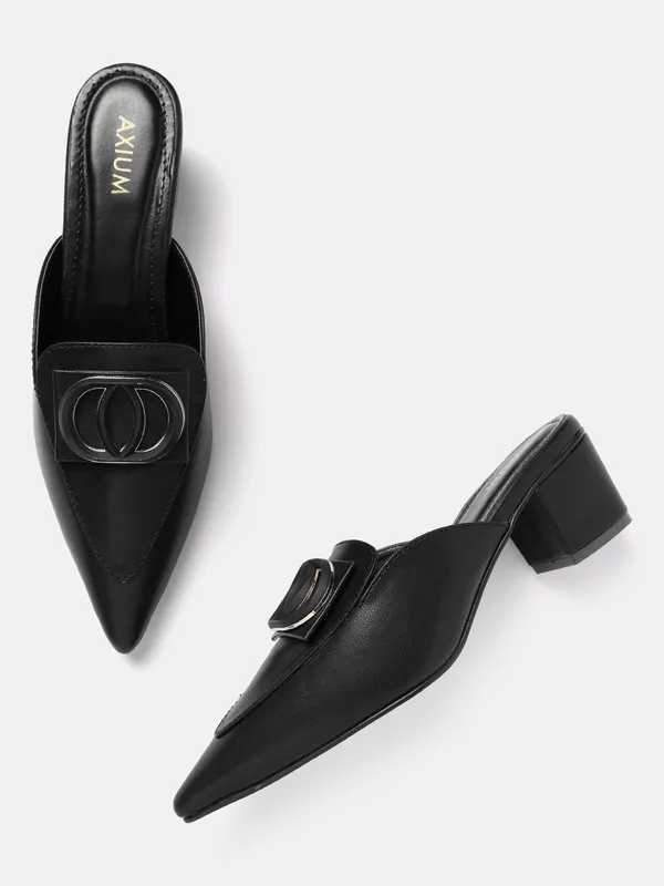 Black_Synthetic_Buckle_Detail_Block_Heeled_Mules_For_Women_(_2_Inch_)