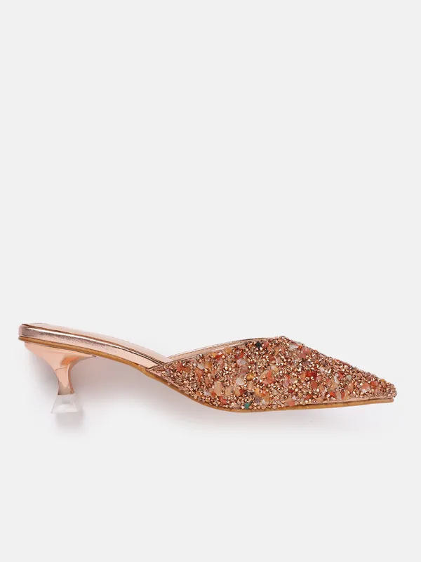 Rose_Gold_Synthetic_Stone_Embellished_Heel_Mules_For_Women_(_2_Inch_)