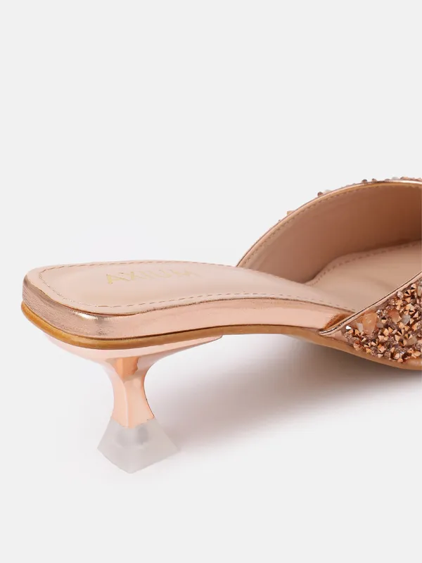 Rose_Gold_Synthetic_Stone_Embellished_Heel_Mules_For_Women_(_2_Inch_)
