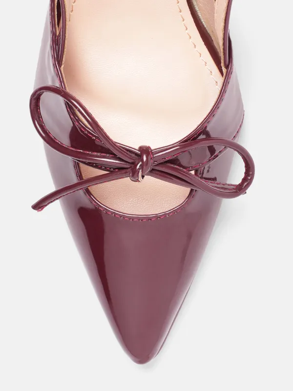 Maroon_Synthetic_Patent_Bow_Heels_For_Women_(_3_Inch_)