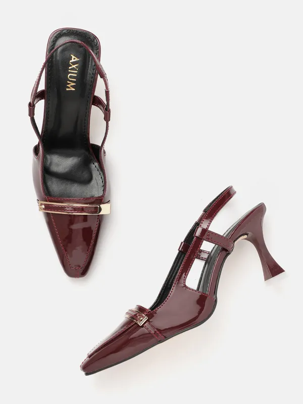 AXIUM_Women's_Maroon_Buckle_embellished_Pump_Slim_Heels,_3inch_(BLY242)
