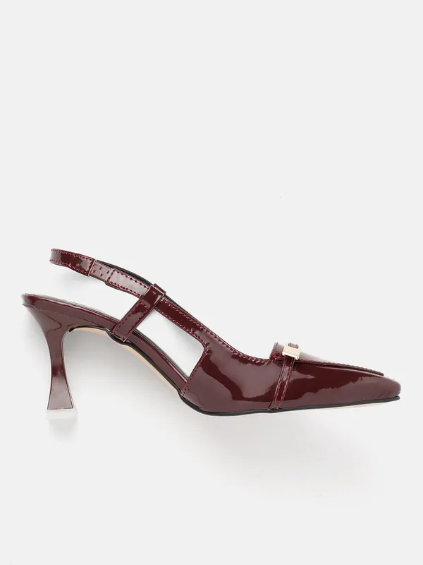 AXIUM_Women's_Maroon_Buckle_embellished_Pump_Slim_Heels,_3inch_(BLY242)