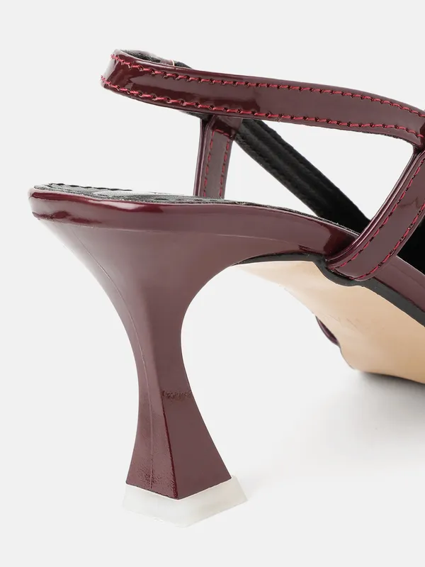 AXIUM_Women's_Maroon_Buckle_embellished_Pump_Slim_Heels,_3inch_(BLY242)