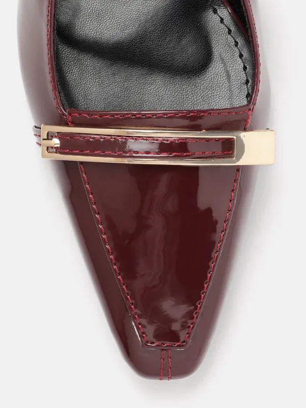 AXIUM_Women's_Maroon_Buckle_embellished_Pump_Slim_Heels,_3inch_(BLY242)