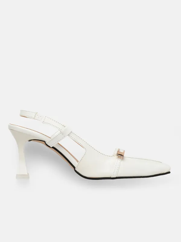 AXIUM_Women's_White_Buckle_embellished_Pump_Slim_Heels,_3inch_(BLY242)