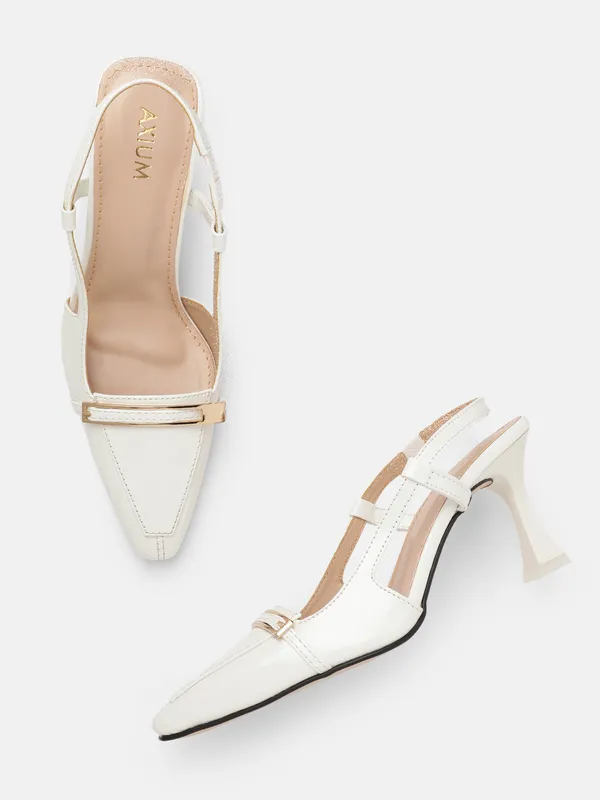 AXIUM_Women's_White_Buckle_embellished_Pump_Slim_Heels,_3inch_(BLY242)