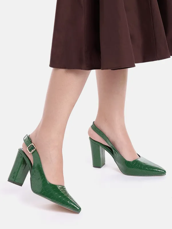 AXIUM_Women's_Green_Buckle_embellished_Block_Heels,_3.5inch_(BLY247)