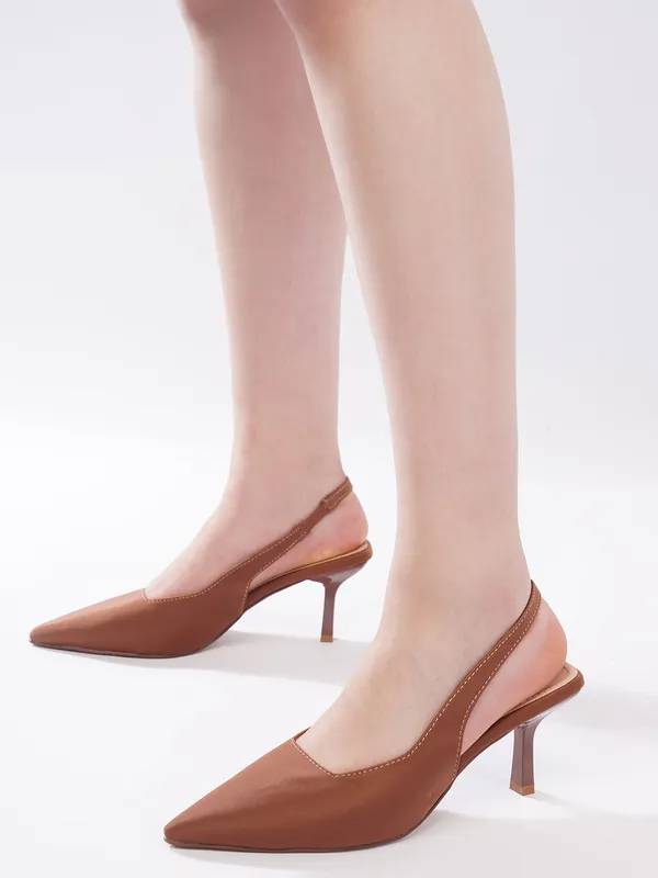 AXIUM_Women's_Brown_Mocha_Lycra_Pump_Slim_Heels,_3_inch_(BLY260)