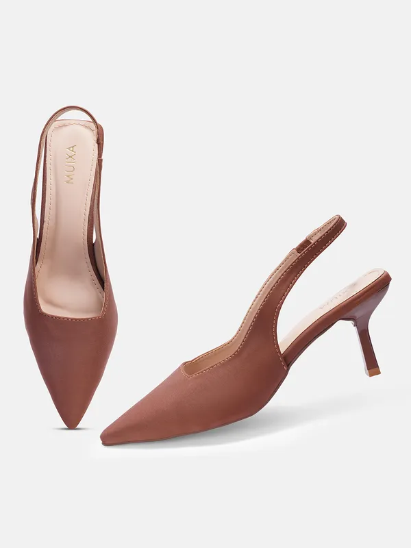 AXIUM_Women's_Brown_Mocha_Lycra_Pump_Slim_Heels,_3_inch_(BLY260)