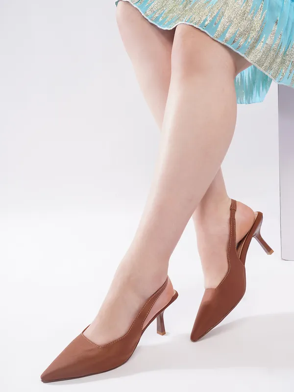 AXIUM_Women's_Brown_Mocha_Lycra_Pump_Slim_Heels,_3_inch_(BLY260)