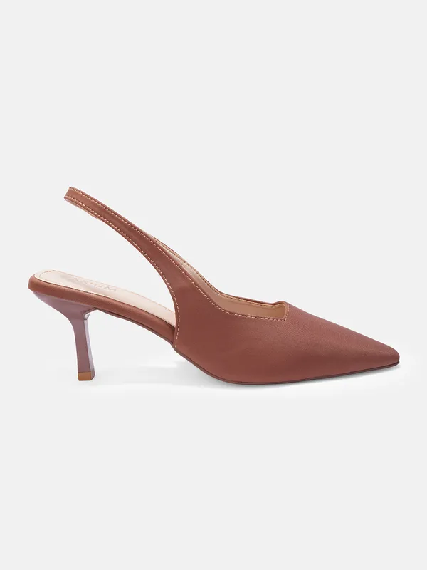 AXIUM_Women's_Brown_Mocha_Lycra_Pump_Slim_Heels,_3_inch_(BLY260)