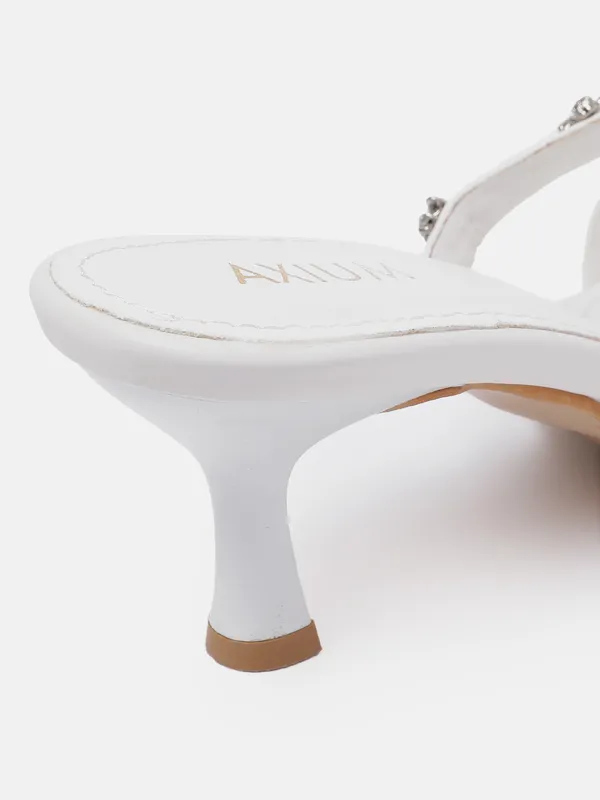 White_Synthetic_White_Stone_Embellished_Heels_For_Women_(2.5_Inch)