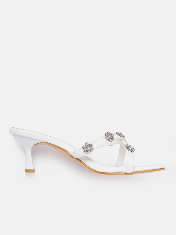 White_Synthetic_White_Stone_Embellished_Heels_For_Women_(2.5_Inch)