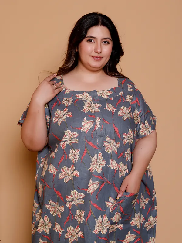 Grey_Floral_Everyday_Cotton_Printed_Sleeveless_Knee_Length_Nightdress_For_Women