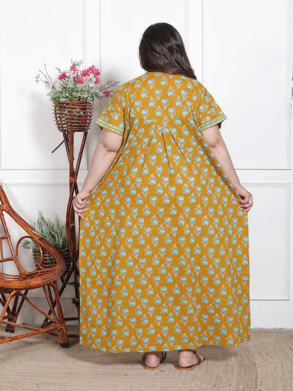 Stylish_&_Elegant__Cotton_Maxi_Printed_Short_Sleeves_Nighty_For_Women