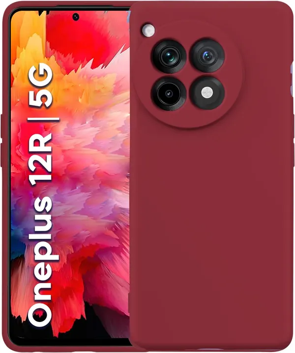 TRUEUPGRADE_Compatible_with_OnePlus_12R_5G_Back_Cover_Case,_Liquid_Silicone_Cover,_Full_Body_Protective_Cover,_Shockproof,_Slim_Phone_Cover,_Anti-Scratch_Soft_Microfiber_Lining_-_Wine