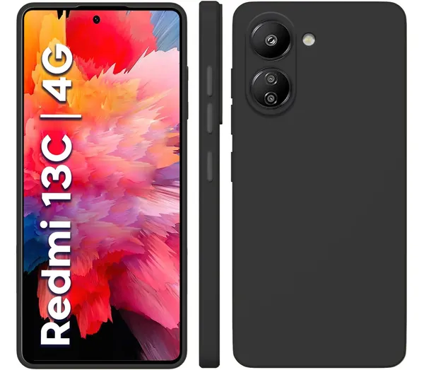 TRUEUPGRADE_Compatible_with_Mi_Redmi_13C_4G_/_Poco_C65_Back_Cover_Case,_Liquid_Silicone_Cover,_Full_Body_Protective_Cover,_Shockproof,_Slim_Phone_Cover,_Anti-Scratch_Soft_Microfiber_Lining_-_Black