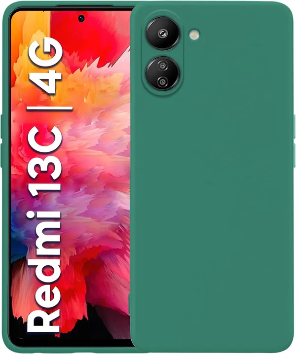 TRUEUPGRADE_Compatible_with_Mi_Redmi_13C_4G_/_Poco_C65_Back_Cover_Case,_Liquid_Silicone_Cover,_Full_Body_Protective_Cover,_Shockproof,_Slim_Phone_Cover,_Anti-Scratch_Soft_Microfiber_Lining_-_Green