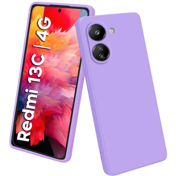 TRUEUPGRADE_Compatible_with_Mi_Redmi_13C_4G_/_Poco_C65_Back_Cover_Case,_Liquid_Silicone_Cover,_Full_Body_Protective_Cover,_Shockproof,_Slim_Phone_Cover,_Anti-Scratch_Soft_Microfiber_Lining_-_Purple