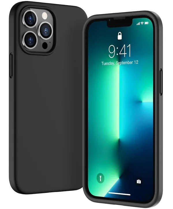 TRUEUPGRADE_Compatible_with_iPhone_13_Pro_Case,_Soft_Silicone_Case,_Full_Body_Screen_Camera_Protective_Cover,_Shockproof,_Slim_Phone_Case,_Anti-Scratch_Soft_Microfiber_Lining,_6.1_inch_(DarkBlack)