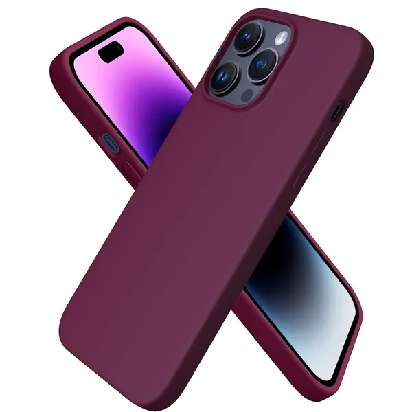 Iphone_14_Pro_Maroon_Silicone_Protective_Back_Case_Cover