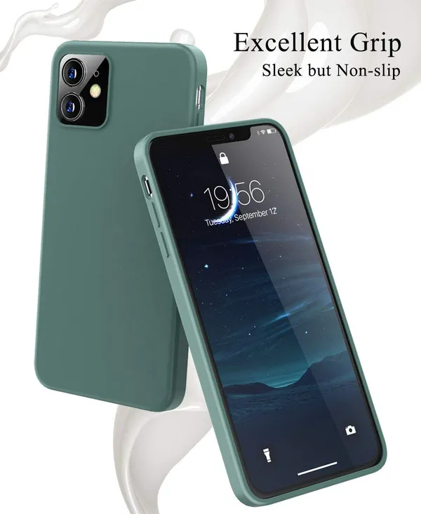Iphone_12_|_Iphone_12_Pro_Midnight_Green_Silicone_Protective_Back_Case_Cover