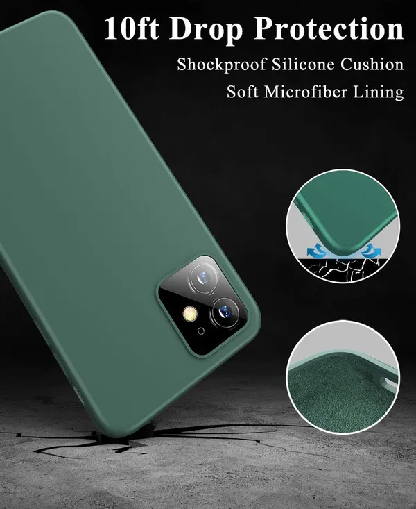 Iphone_12_|_Iphone_12_Pro_Midnight_Green_Silicone_Protective_Back_Case_Cover