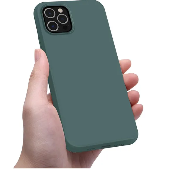 Iphone_12_|_Iphone_12_Pro_Midnight_Green_Silicone_Protective_Back_Case_Cover