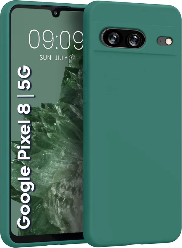 TRUEUPGRADE_Compatible_with_Google_Pixel_8_Back_Cover_Case,_Liquid_Silicone_Cover,_Full_Body_Protective_Cover,_Shockproof,_Slim_Phone_Cover,_Anti-Scratch_Soft_Microfiber_Lining_-_Green