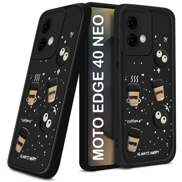 TRUEUPGRADE_Coffee_Case_for_Motorola_Moto_Edge_40_Neo_5G_|_Cute_3D_Cartoon_Ball_Design_|_Soft_Silicone_Back_Cover_for_Motorola_Moto_Edge_40_Neo_5G|_Full_Body_&_Camera_Protection_|_Black