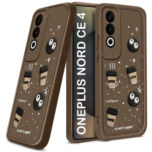 TRUEUPGRADE_Coffee_Case_for_OnePlus_Nord_CE_4_5G_|_Cute_3D_Cartoon_Ball_Design_|_Soft_Silicone_Back_Cover_for_OnePlus_Nord_CE_4_5G|_Full_Body_&_Camera_Protection_|_Brown