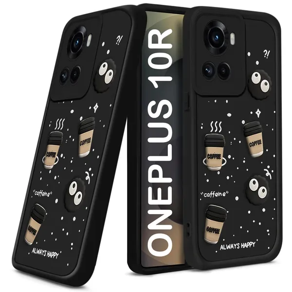 TRUEUPGRADE_Coffee_Case_for_OnePlus_10R_5G_/_10R_Prime_5G_|_Cute_3D_Cartoon_Ball_Design_|_Soft_Silicone_Back_Cover_for_OnePlus_10R_5G_/_10R_Prime_5G_|_Full_Body_&_Camera_Protection_|_Black