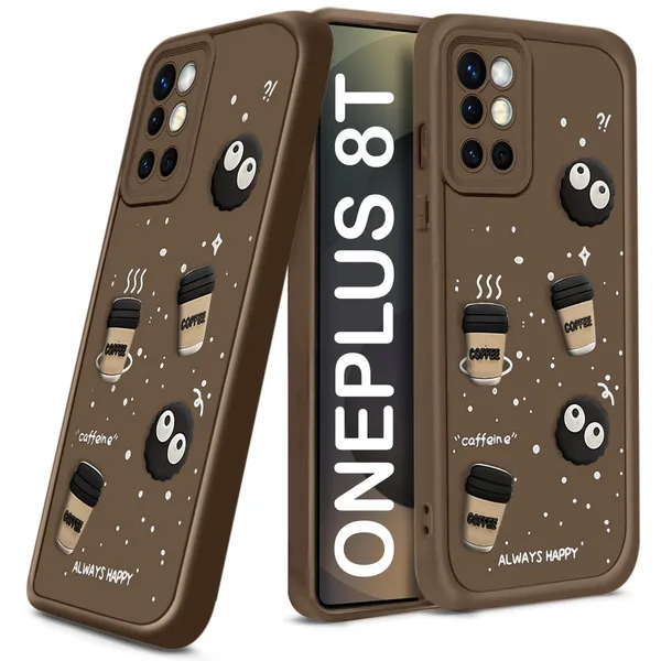 TRUEUPGRADE_Coffee_Case_for_OnePlus_8T_5G_|_Cute_3D_Cartoon_Ball_Design_|_Soft_Silicone_Back_Cover_for_OnePlus_8T_5G_|_Full_Body_&_Camera_Protection_|_Brown
