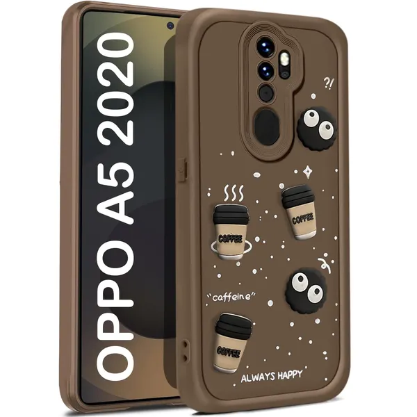 TRUEUPGRADE_Coffee_Case_for_Oppo_A9_2020_/_Oppo_A5_2020_|_Cute_3D_Cartoon_Ball_Design_|_Soft_Silicone_Back_Cover_for_Oppo_A9_2020_/_Oppo_A5_2020_|_Full_Body_&_Camera_Protection_|_Brown