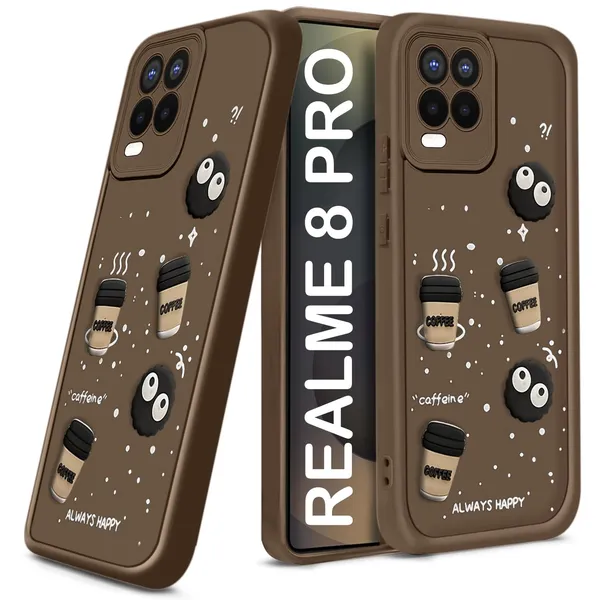 TRUEUPGRADE_Coffee_Case_for_Realme_8_4G/Realme_8_Pro_|_Cute_3D_Cartoon_Ball_Design_|_Soft_Silicone_Back_Cover_for_Realme_8_4G/Realme_8_Pro|_Full_Body_&_Camera_Protection_|_Brown