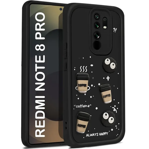 TRUEUPGRADE_Coffee_Case_for_Mi_Redmi_Note_8_Pro_|_Cute_3D_Cartoon_Ball_Design_|_Soft_Silicone_Back_Cover_for_Mi_Redmi_Note_8_Pro|_Full_Body_&_Camera_Protection_|_Black