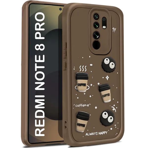TRUEUPGRADE_Coffee_Case_for_Mi_Redmi_Note_8_Pro_|_Cute_3D_Cartoon_Ball_Design_|_Soft_Silicone_Back_Cover_for_Mi_Redmi_Note_8_Pro|_Full_Body_&_Camera_Protection_|_Brown