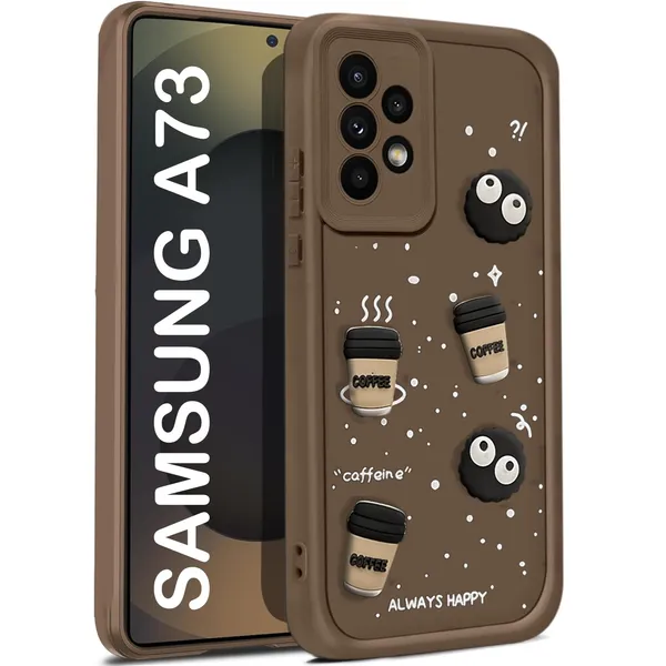 TRUEUPGRADE_Coffee_Case_for_Samsung_Galaxy_A73_5G_|_Cute_3D_Cartoon_Ball_Design_|_Soft_Silicone_Back_Cover_for_Samsung_Galaxy_A73_5G|_Full_Body_&_Camera_Protection_|_Brown