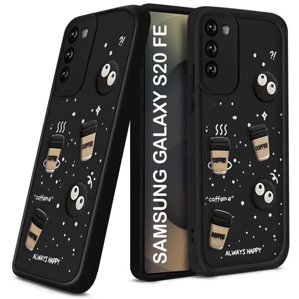 TRUEUPGRADE_Coffee_Case_for_Samsung_Galaxy_S20_FE_5G_|_Cute_3D_Cartoon_Ball_Design_|_Soft_Silicone_Back_Cover_for_Samsung_Galaxy_S20_FE_5G|_Full_Body_&_Camera_Protection_|_Black