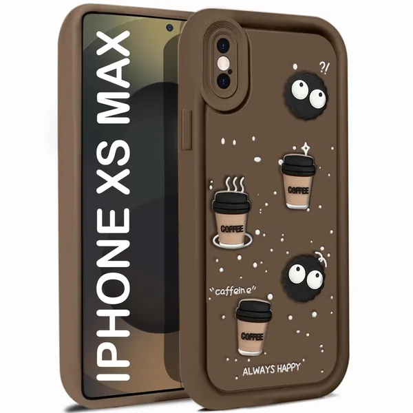 TRUEUPGRADE_Coffee_Case_for_iPhone_Xs_Max_|_Cute_3D_Cartoon_Ball_Design_|_Soft_Silicone_Back_Cover_for_iPhone_Xs_Max|_Full_Body_&_Camera_Protection_|_Brown