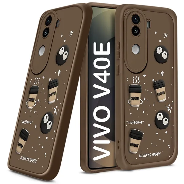 TRUEUPGRADE_Coffee_Case_for_Vivo_V40e_/_iQOO_Z9s_5G_|_Cute_3D_Cartoon_Ball_Design_|_Soft_Silicone_Back_Cover_for_Vivo_V40e_/_iQOO_Z9s_5G|_Full_Body_&_Camera_Protection_|_Brown